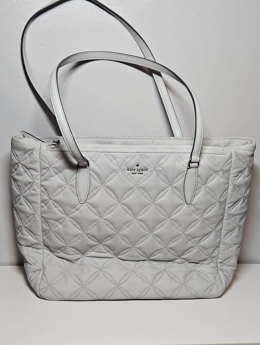 Kate Spade Quilted Large Tote, Gray w/ Greenish Tint